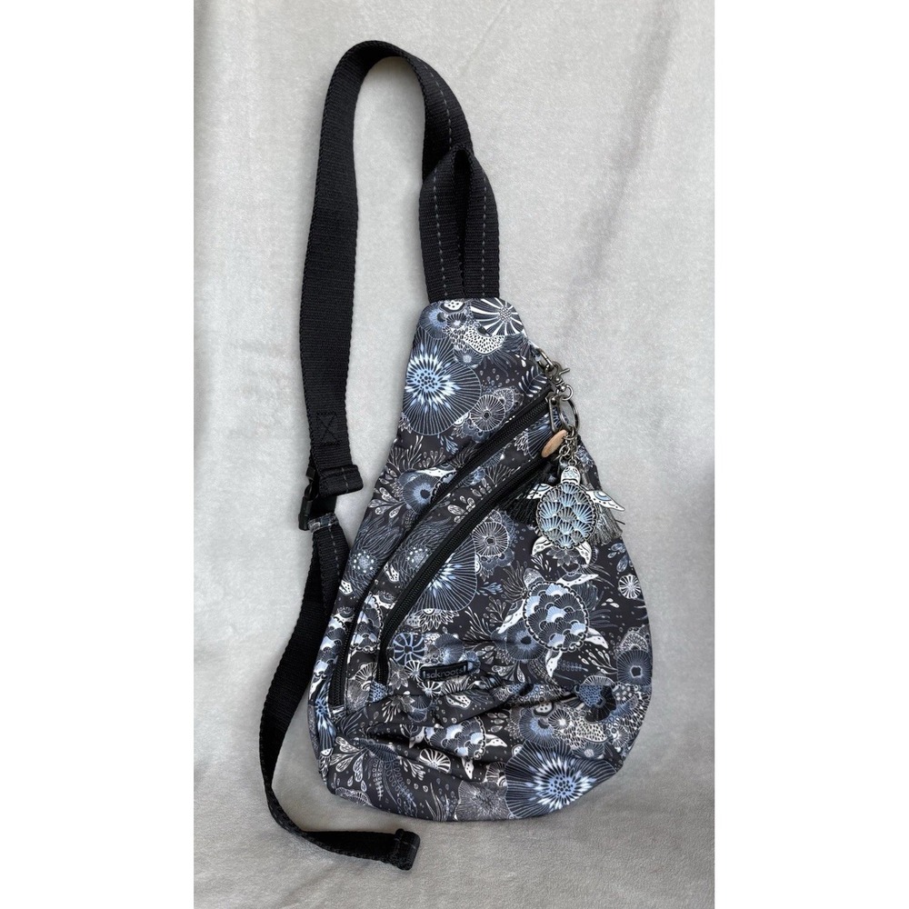 Sakroots On The Go Sling Backpack Royal Blue Seascape Sea Turtle Eco Twill Bag